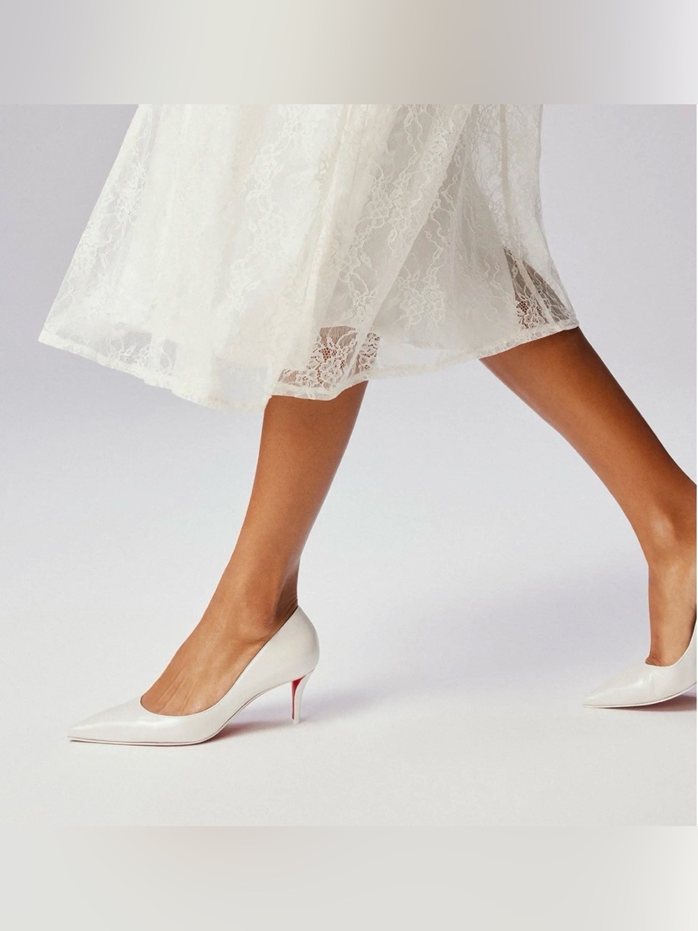 Christian Louboutin Miss Z Pointed Toe Pump Size EU 36 US 6 White Pearl